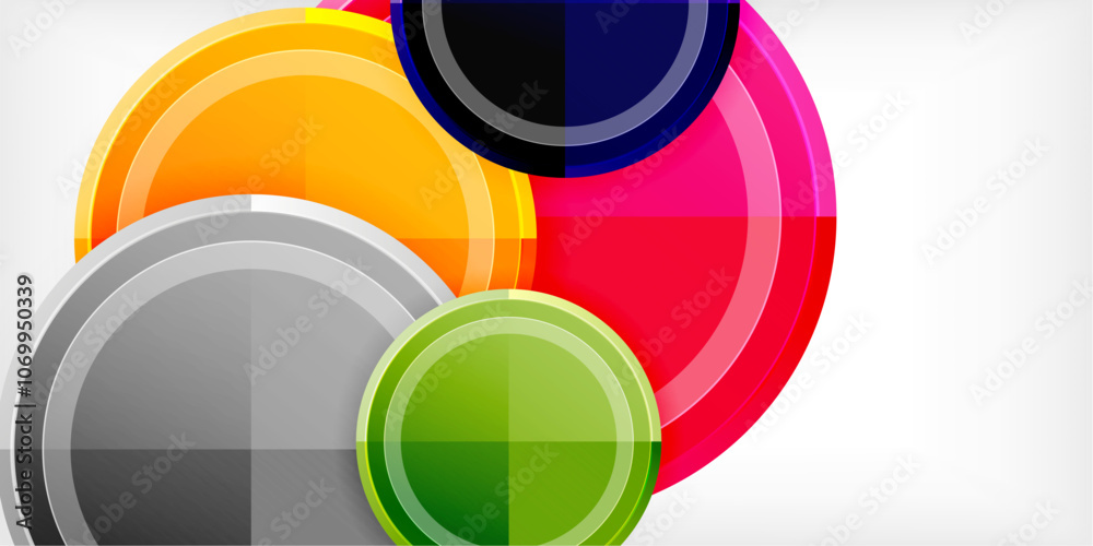 Fototapeta premium Abstract background - multicolored circles, trendy minimal geometric design, vector illustration