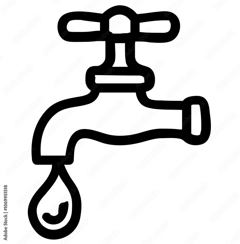 water faucet icon color in black outline style