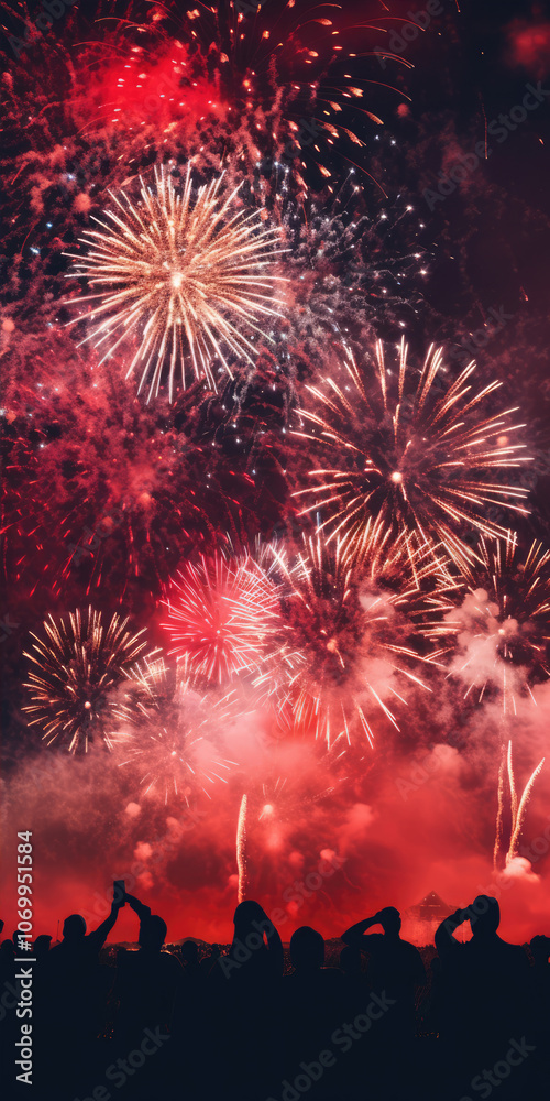 generated illustration silhouette of man watching fireworks generated illustration silhouette of man watching fireworks