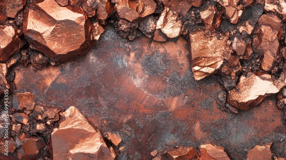 Copper ore macro photo, capturing the intricate details of metallic copper in its natural, mined state Copper ore macro photo, capturing the intricate details of metallic copper in its natural, mined state