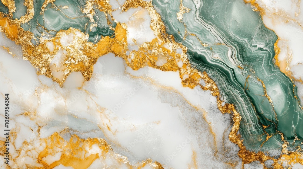 Abstract green, white, gold, and yellow marble texture with golden veins. High-gloss texture for digital wall tiles design. Abstract green, white, gold, and yellow marble texture with golden veins. High-gloss texture for digital wall tiles design.