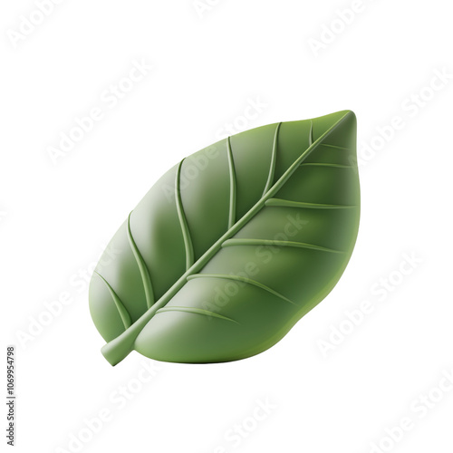 3D Leaf Icon - Ecology and Natural Products Concept