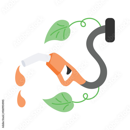 Fuel pump with leaf, symbolizing plant based biofuel