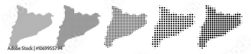 Catalonia Spain map halftone in different sizes