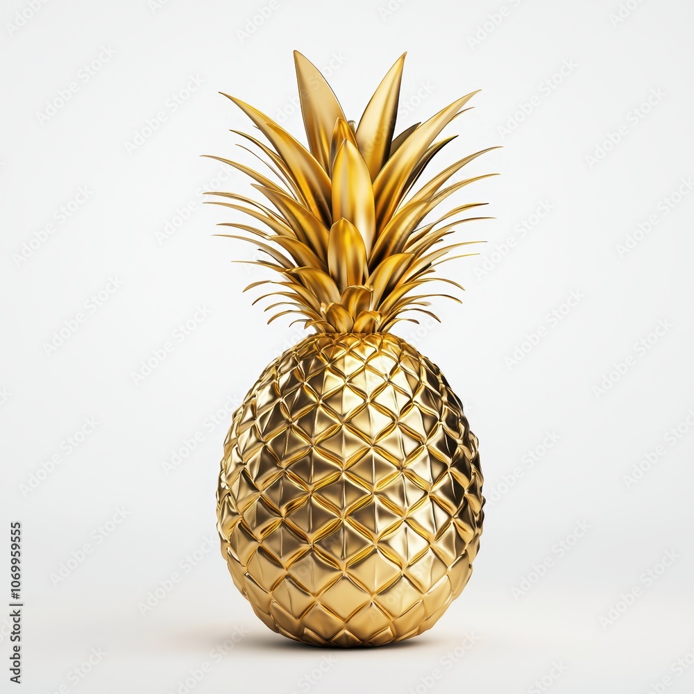 Fototapeta premium Realistic Gold Pineapple 3D Rendering