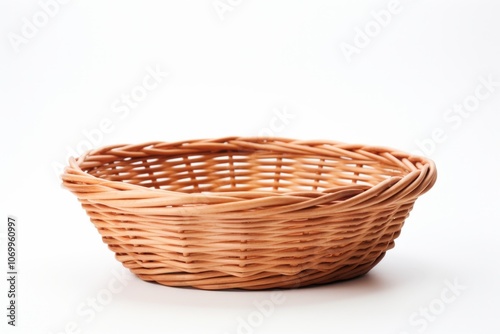 an empty brown basket isolated on white background