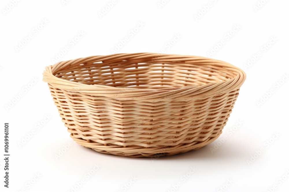an empty brown basket isolated on white background