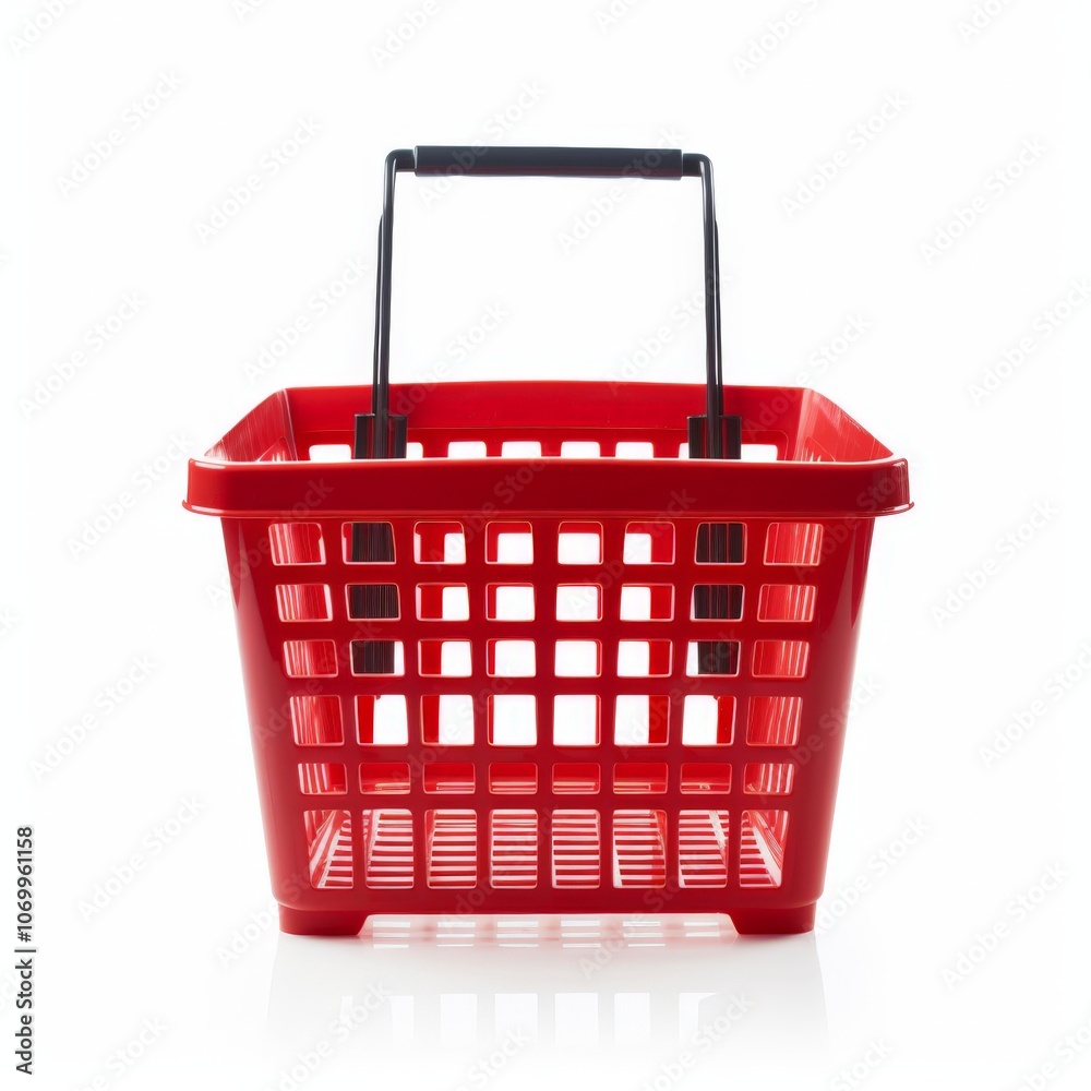 Fototapeta premium an empty red shopping basket isolated on white background