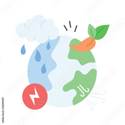 Earth with raindrop, symbolizing climate changes and the water cycle