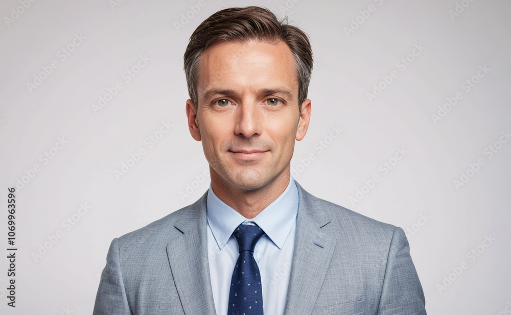 Man wearing a suit and tie is smiling for the camera Man wearing a suit and tie is smiling for the camera