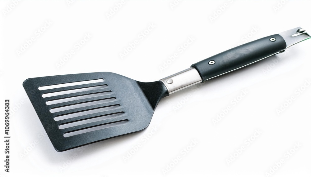Fish Spatula on White Background Isolated. Full Shot of Kitchen Utensils.