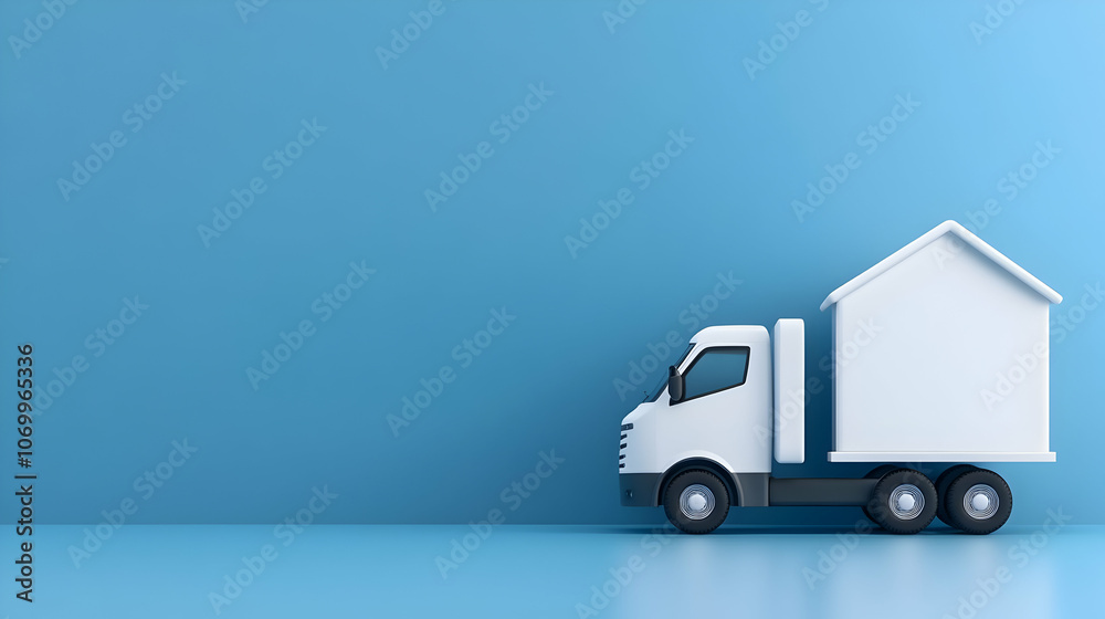 Fototapeta premium Mock up copy space truck and home icon, shipping and delivery