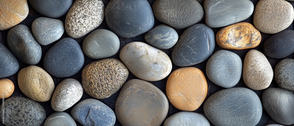 Smooth River Stones in a Captivating Arrangement. Smooth River Stones in a Captivating Arrangement.