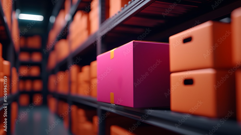 Pink Box on Warehouse Shelf. Image Illustration background for presentation and wallpaper Beautiful picture Pink Box on Warehouse Shelf. Image Illustration background for presentation and wallpaper Beautiful picture