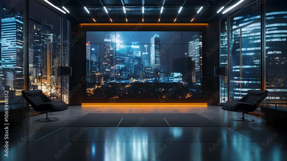 Capturing a professional interview in a conceptual TV studio with blurred background effect - Capturing a professional interview in a conceptual TV studio with blurred background effect -