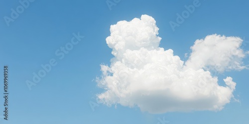 Fluffy white cloud in a clear blue sky, tranquil