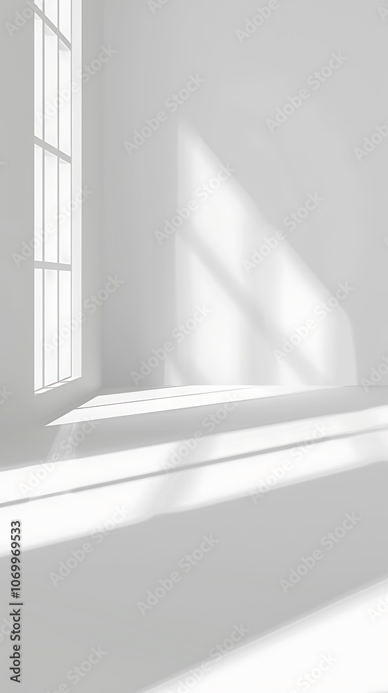 White empty room with window and sunlight