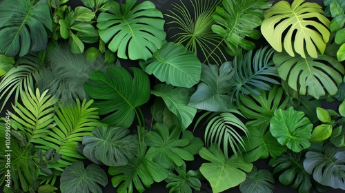 Lush Tropical Greenery Background Exotic Leaf Texture