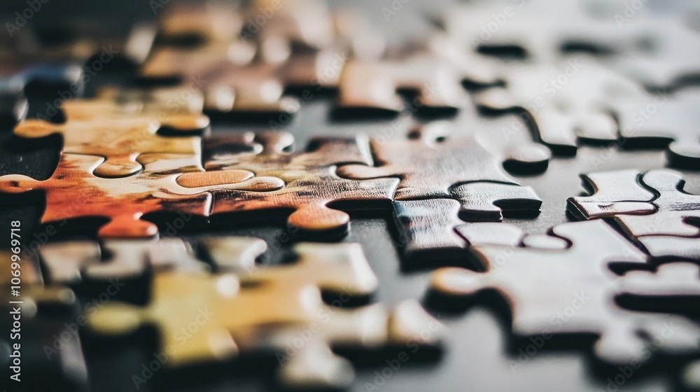 A close-up shot of a colorful jigsaw puzzle, with some pieces in place and others scattered around. A close-up shot of a colorful jigsaw puzzle, with some pieces in place and others scattered around.