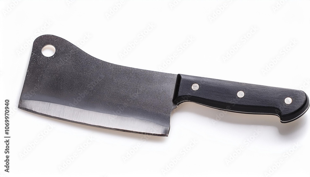 Meat Cleaver on White Background Isolated. Full Shot of Kitchen Utensils. Meat Cleaver on White Background Isolated. Full Shot of Kitchen Utensils.
