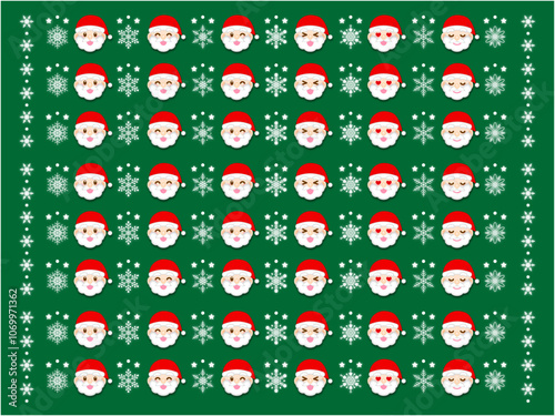 かわいいサンタクロースの顔アイコン壁紙イラスト素材