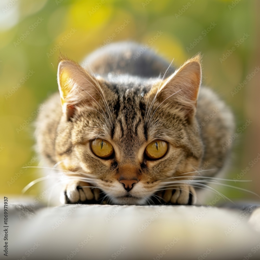 Obraz premium Startled Cat with Intense Expression and Ears Back