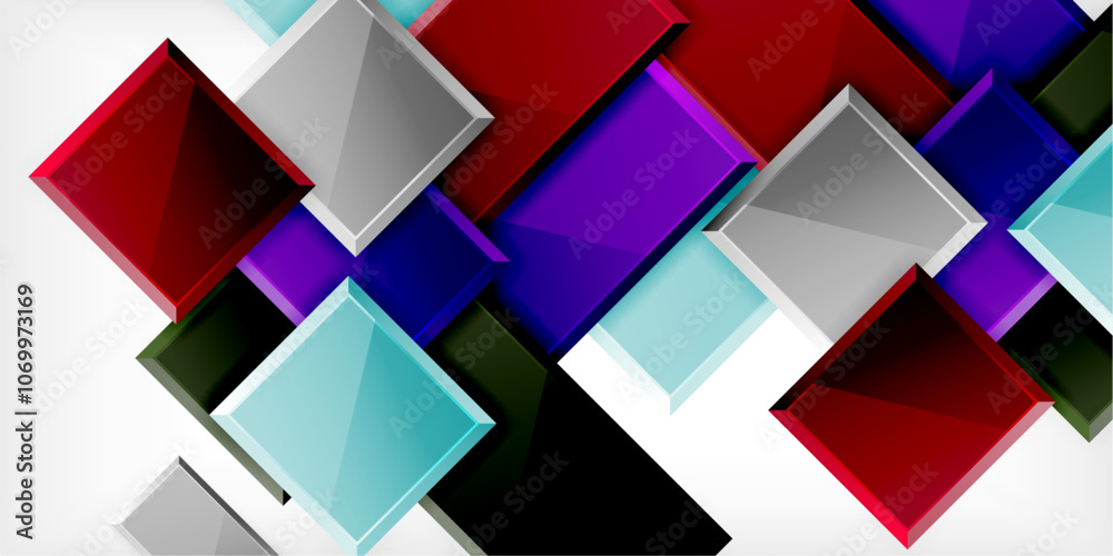 Glass toy style square shapes abstract design. Vector Illustration For Wallpaper, Banner, Background, Card, Book Illustration, landing page Glass toy style square shapes abstract design. Vector Illustration For Wallpaper, Banner, Background, Card, Book Illustration, landing page