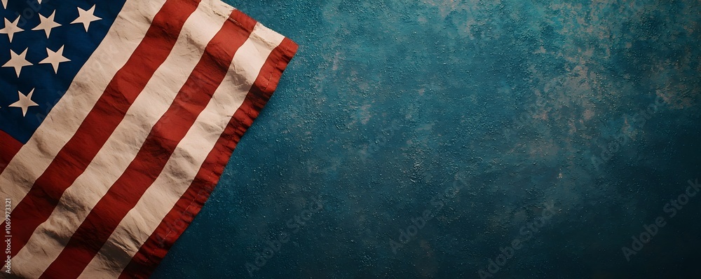Obraz premium American Flag on Blue Background for Creative Projects
