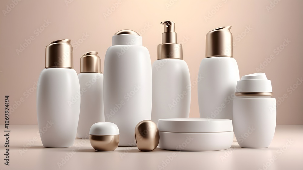 Bottles, tubes, and containers of various shapes and sizes, isolated on a white background, perfect for cosmetic, beauty, or medical product packaging design Bottles, tubes, and containers of various shapes and sizes, isolated on a white background, perfect for cosmetic, beauty, or medical product packaging design