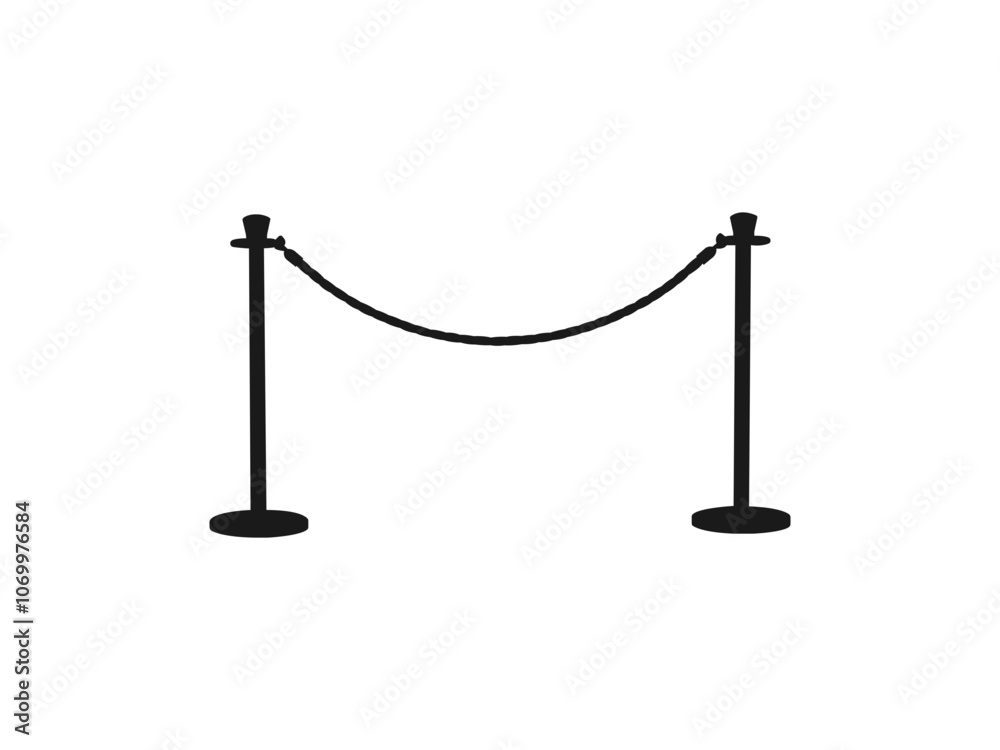 barrier rope silhouettes stanchion ropes flat vector icon for apps and print. barricade with rope, black isolated silhouette. black and white flat design. Black icons isolated on white background. barrier rope silhouettes stanchion ropes flat vector icon for apps and print. barricade with rope, black isolated silhouette. black and white flat design. Black icons isolated on white background.