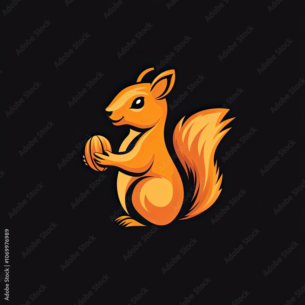 Orange Squirrel Holding a Nut with a Black Background Orange Squirrel Holding a Nut with a Black Background