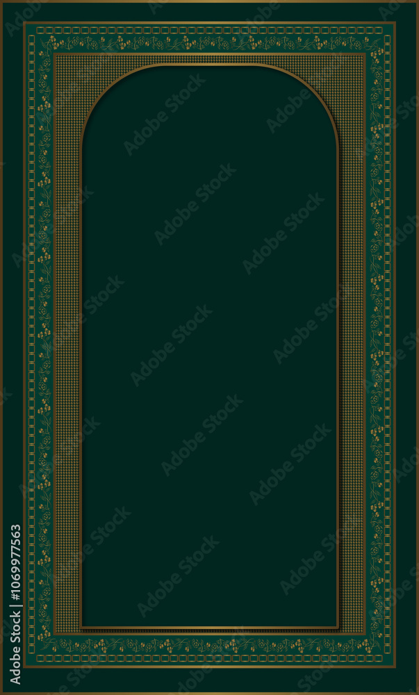 Fototapeta premium mosque door and window. Muslim islamic prayer mat for prayer. Suitable for greeting card and textile print.