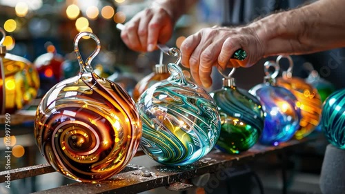 Colorful Handmade Glass Ornaments Artistic Craftsmanship and Vibrant Designs for Holiday Decorations