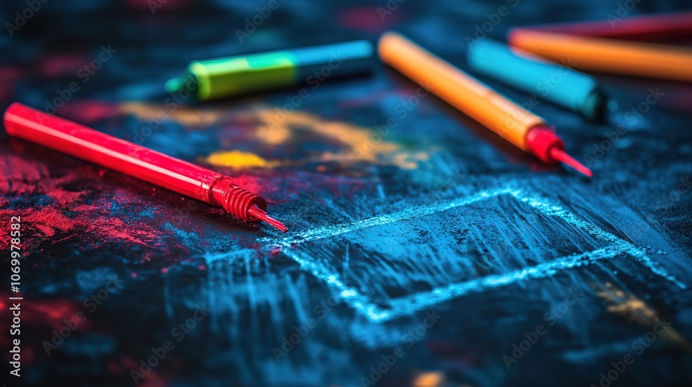 Forensic Investigation Murder Crime Scene with Chalk Outline and Evidence Markers Forensic Investigation Murder Crime Scene with Chalk Outline and Evidence Markers
