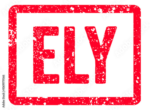Ely Stamp Transparent Seal, Red Grunge Ely Word Rubber Stamp Seal USA City Name Typography Signboard Text Effect