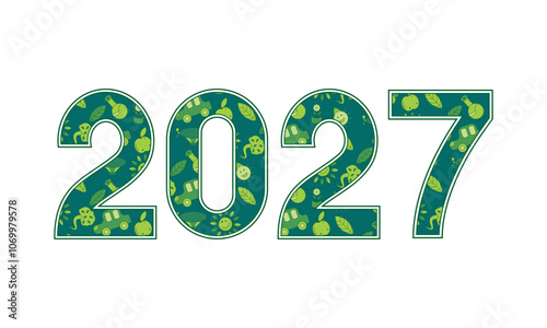 New year with green energy eco Futuristic sustainable background concept