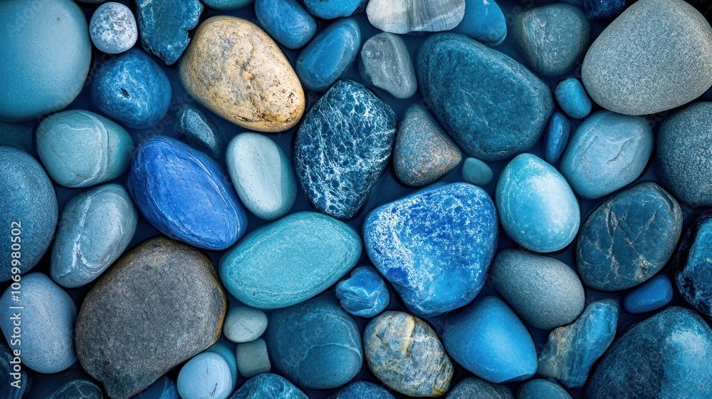 A close-up of smooth, blue and gray stones, arranged in a random pattern. A close-up of smooth, blue and gray stones, arranged in a random pattern.