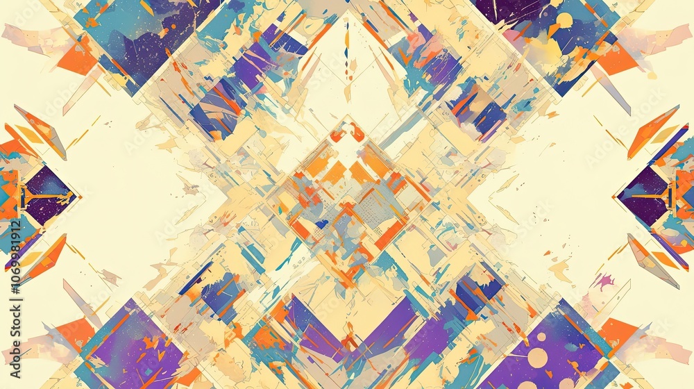 Fototapeta premium Abstract Geometric Pattern with Vibrant Colors and Shapes