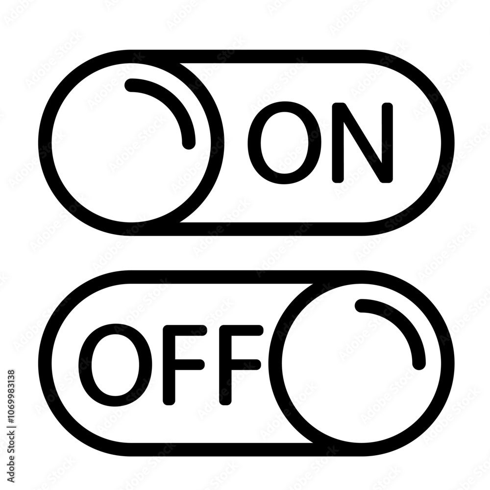 On and off icon vector. Switch illustration sign. Toggle symbol. Slider logo. On and off icon vector. Switch illustration sign. Toggle symbol. Slider logo.