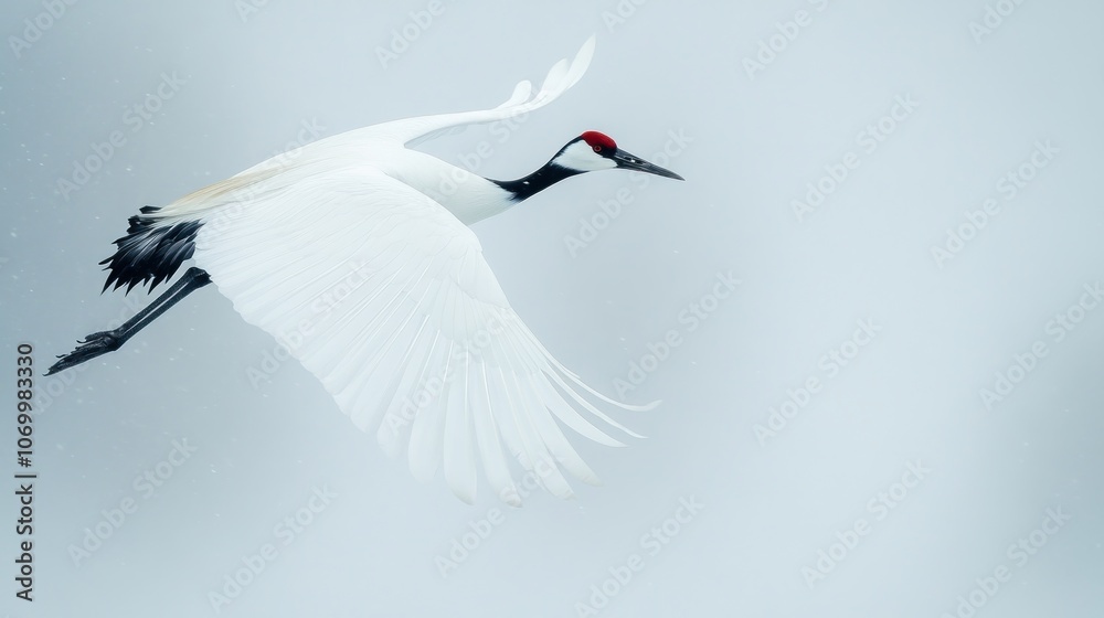 Red-Crowned Crane in Flight Red-Crowned Crane in Flight