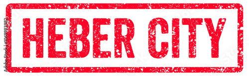 Cuadro en lienzo Heber City Stamp Transparent Seal, Red Grunge Heber City Word Rubber Stamp Seal