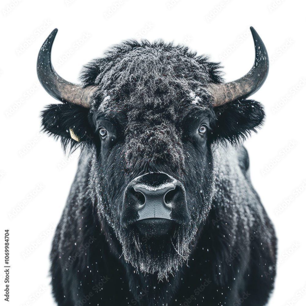 Naklejka premium Majestic Bison in Snowy Landscape