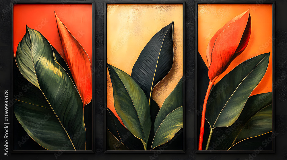 Set of three abstract geometric art illustrations. Can be used for wall art, wallpaper