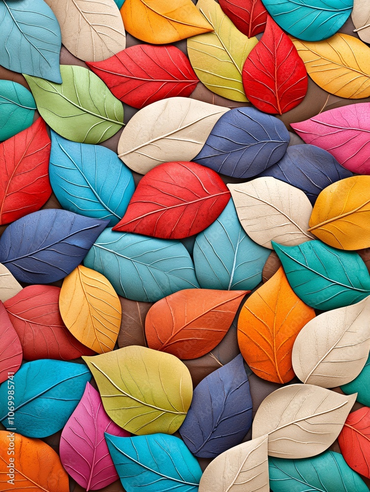 A close-up of autumn leaves with vibrant colors, each vein and texture defined, set against a muted background offering copy space. A close-up of autumn leaves with vibrant colors, each vein and texture defined, set against a muted background offering copy space.