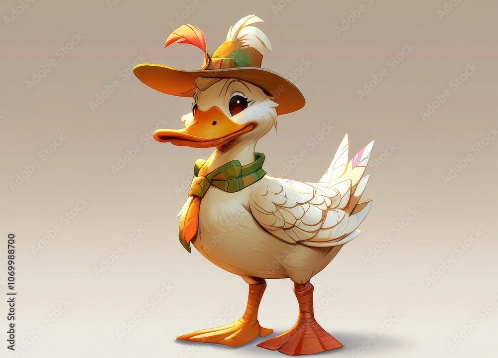 Whimsical Anthropomorphic Creature Duck in Dreamlike Setting