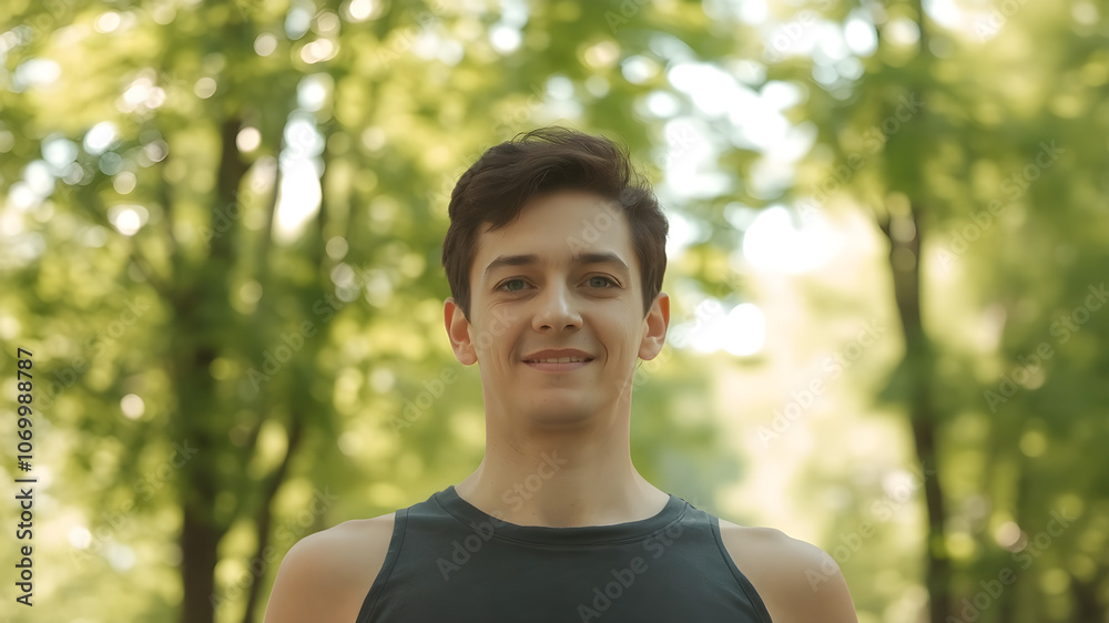 Serene Portrait with Natural Light and Blurred Greenery Serene Portrait with Natural Light and Blurred Greenery
