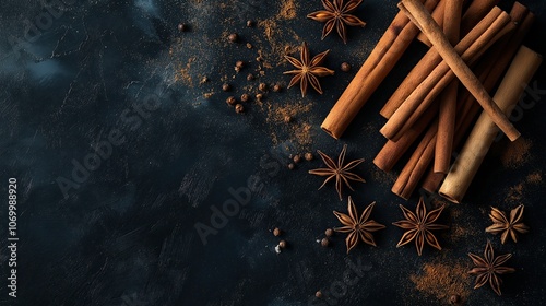 Cinnamon sticks in close-up view. photo