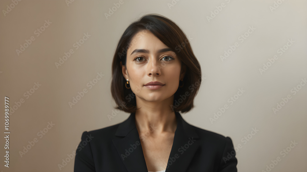 Professional Half-Body Portrait with Elegant Soft Lighting and Subtle Textured Background Professional Half-Body Portrait with Elegant Soft Lighting and Subtle Textured Background