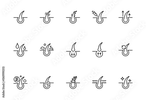 Hair icon set vector editable stroke