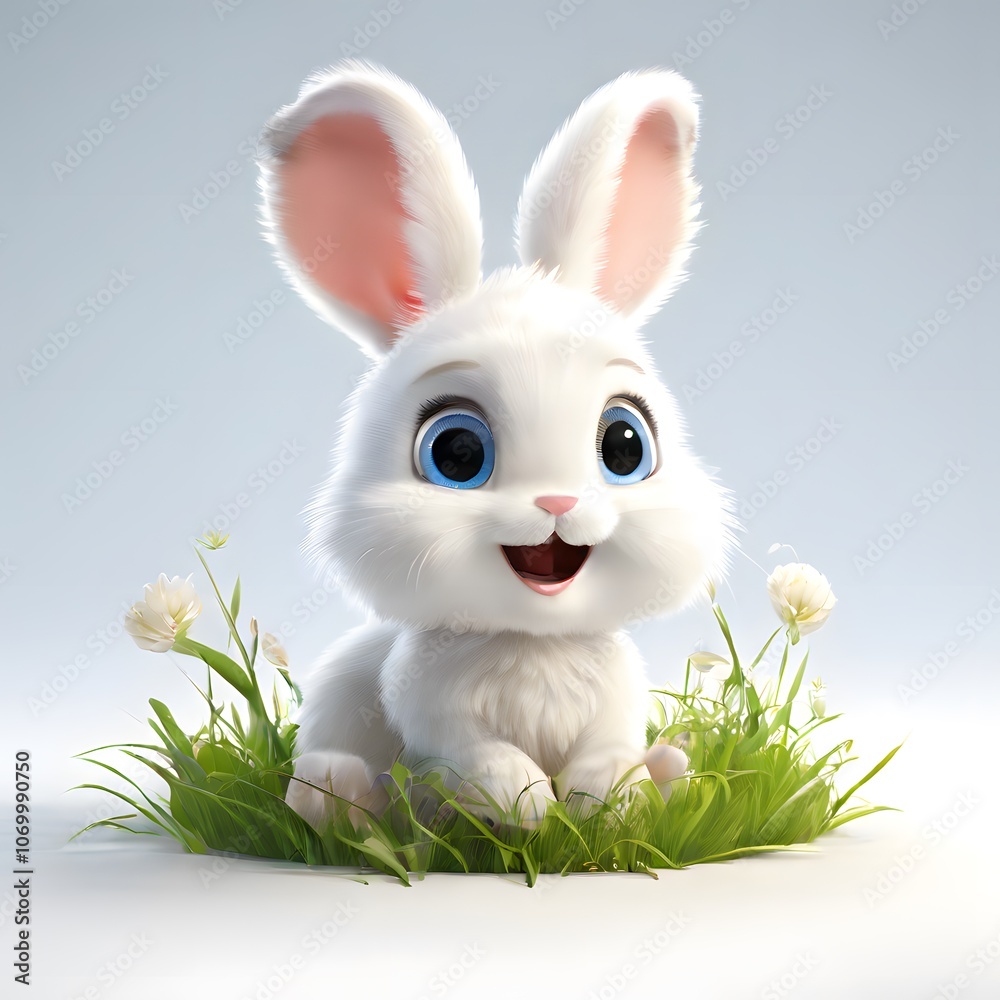 A beautiful cute animal for children story concept on a white background A beautiful cute animal for children story concept on a white background